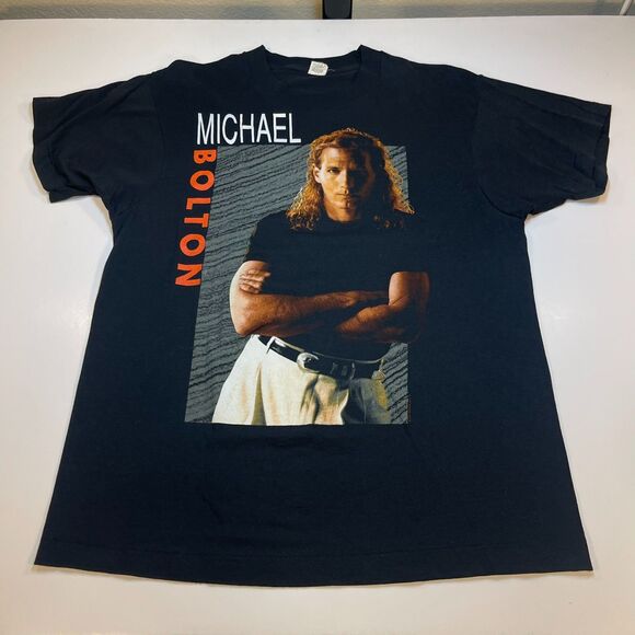 Vintage MICHAEL BOLTON Concert TEE T SHIRT Sz Mens L Screen Stars 1990 90's - Picture 2 of 5
